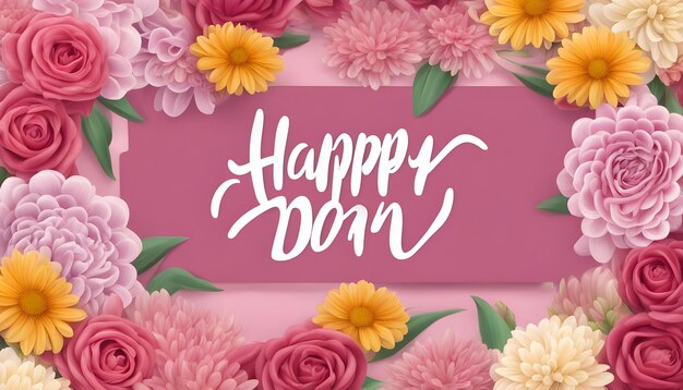 a pink background with flowers and a pink background with the words happy birthday