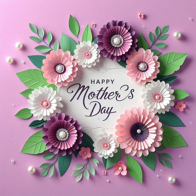 a pink background with flowers and the words happy mothers day on it