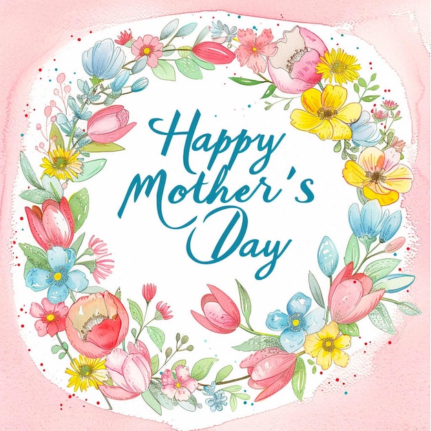 a pink background with flowers and the words happy mothers day