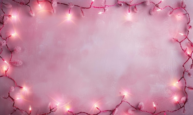 Pink background with garland lights