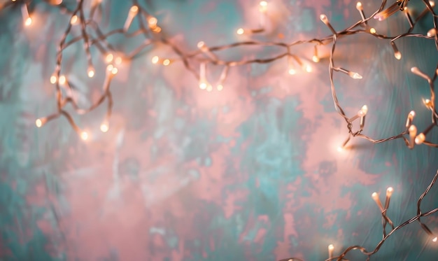 Pink background with garland lights