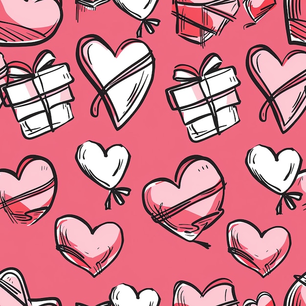 Photo a pink background with hearts and a box of hearts