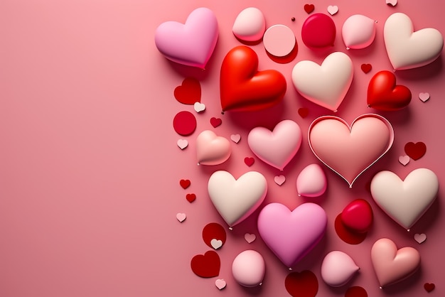 A pink background with hearts and the words love on it