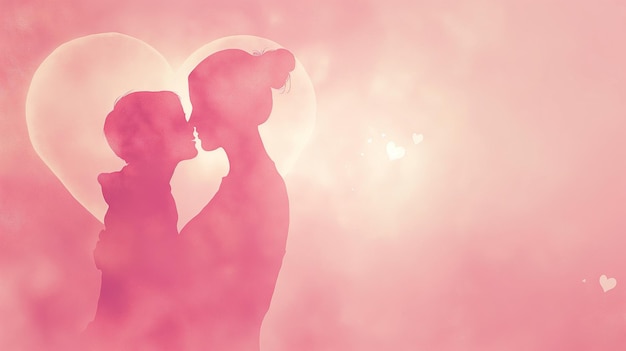 Photo a pink background with a mother and son outline a mothers day background a pink color mothers day