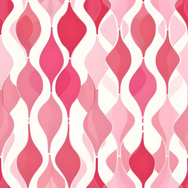 a pink background with red leaves and pink designs