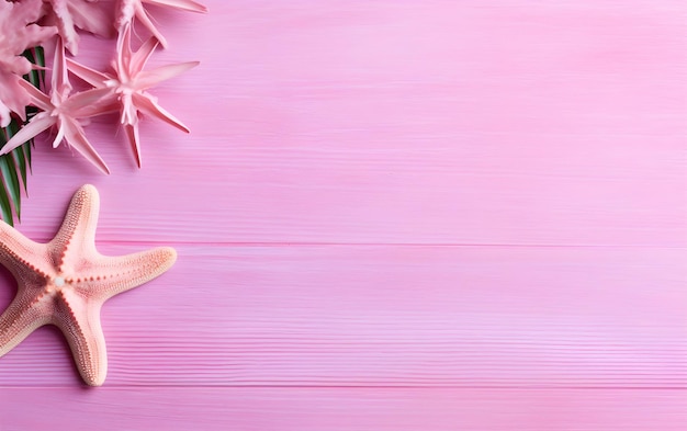 Pink background with a starfish on the pink background