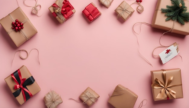 a pink background with a string of gift boxes and a string with a string that says  gift