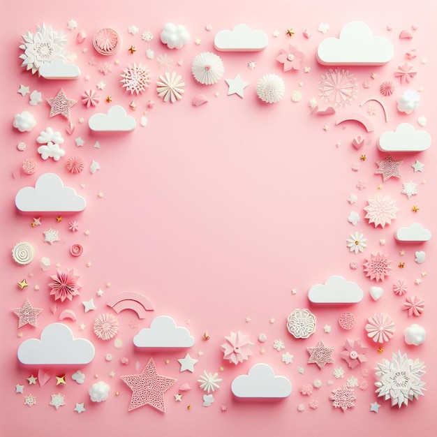 Pink Background With White Clouds Decoration