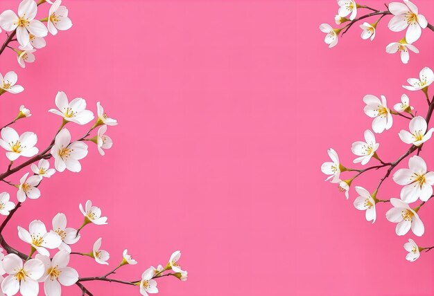 Photo a pink background with white flowers on a pink background