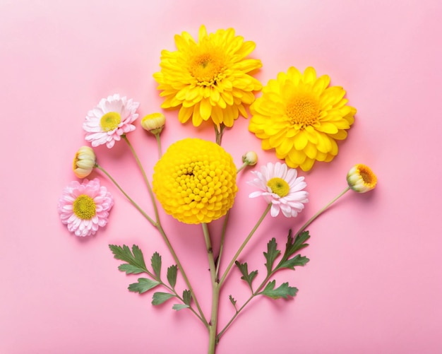 Photo a pink background with yellow flowers and the word  daisy  on it