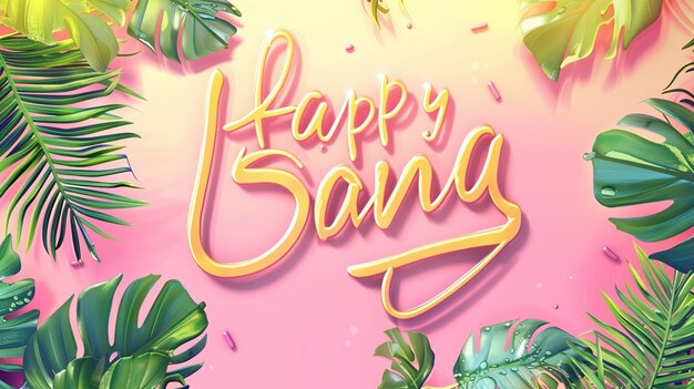 Photo a pink background with a yellow text that says happy birthday