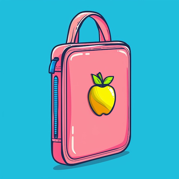 Photo a pink backpack with an apple on it and an apple on the front