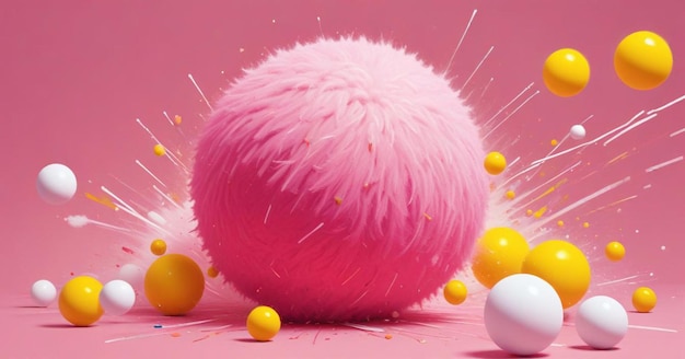 Photo a pink ball with yellow and white dots on it