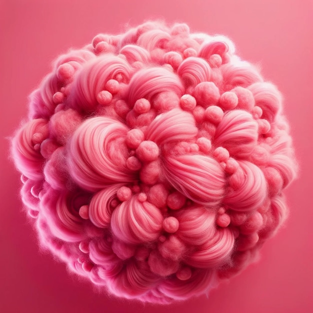 Pink ball of yarn on pink background