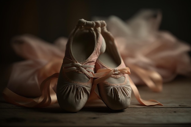 Pink ballet pointe shoes Generative AI