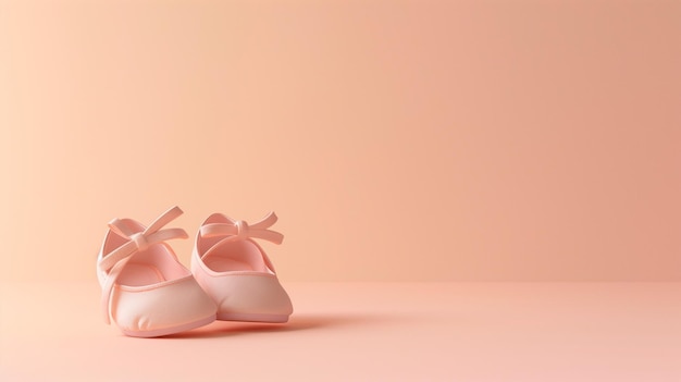 Pink ballet shoes on pink background