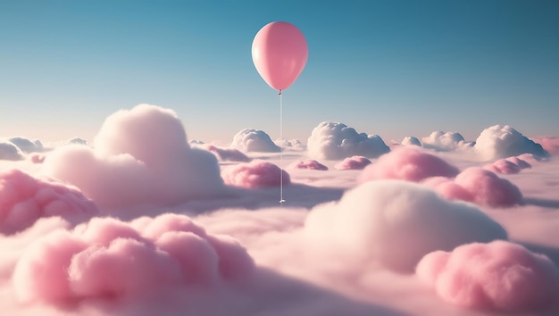 Photo pink balloons floating in the sky with a pink one