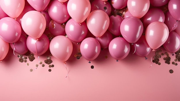 pink balloons on a pink background for banner or poster design