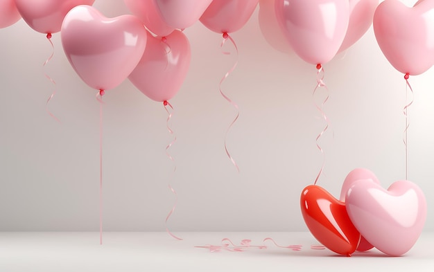 pink balloons with a heart shaped tag on the bottom