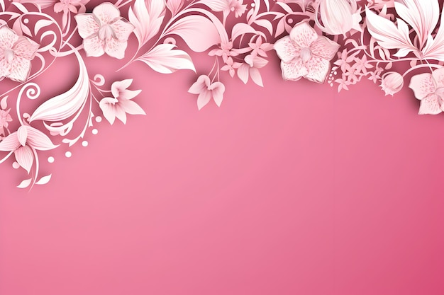 a pink banner with a floral pattern