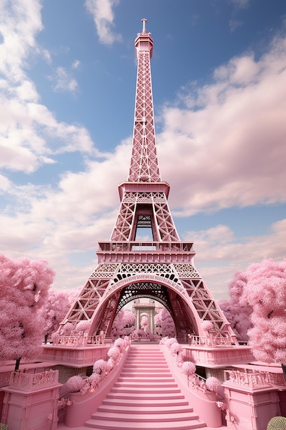 pink barbie style eiffel tower