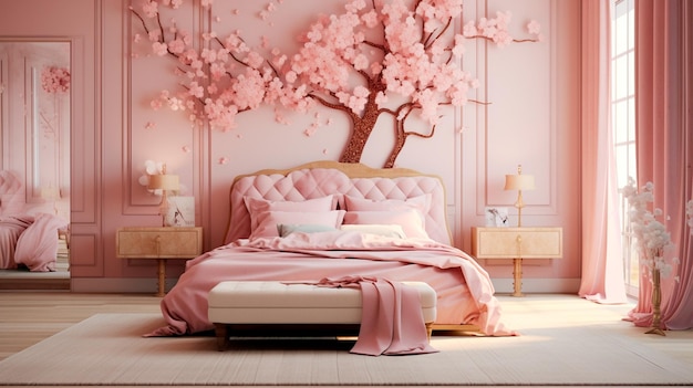 pink bedroom interior