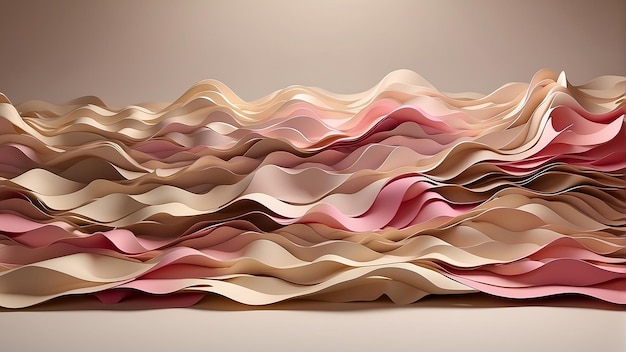 Pink and beige waves of folded paper