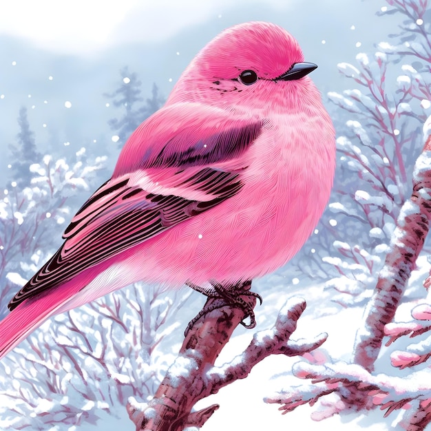 The pink bird lives in Japan during the winter