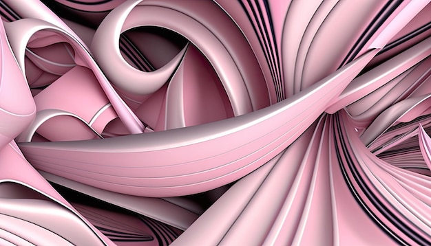 A pink and black background with a pink swirl