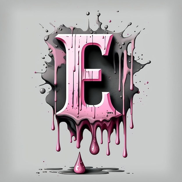 Photo a pink and black letter e with a black background.