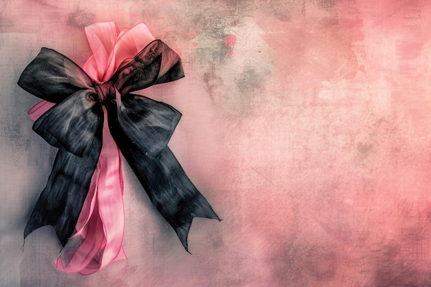 Photo a pink and black ribbon tied to a wall often used as a decorative element