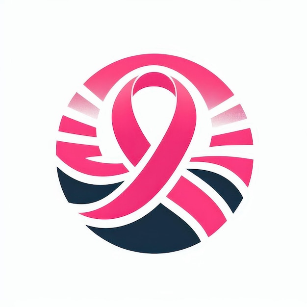 Photo a pink and black symbol with a pink ribbon on it