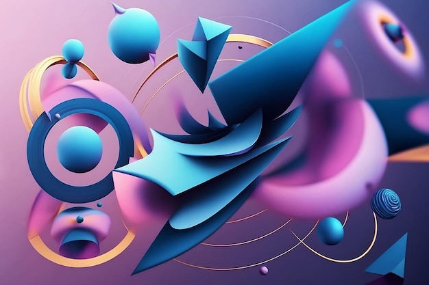 Pink and blue abstract 3D shapes background