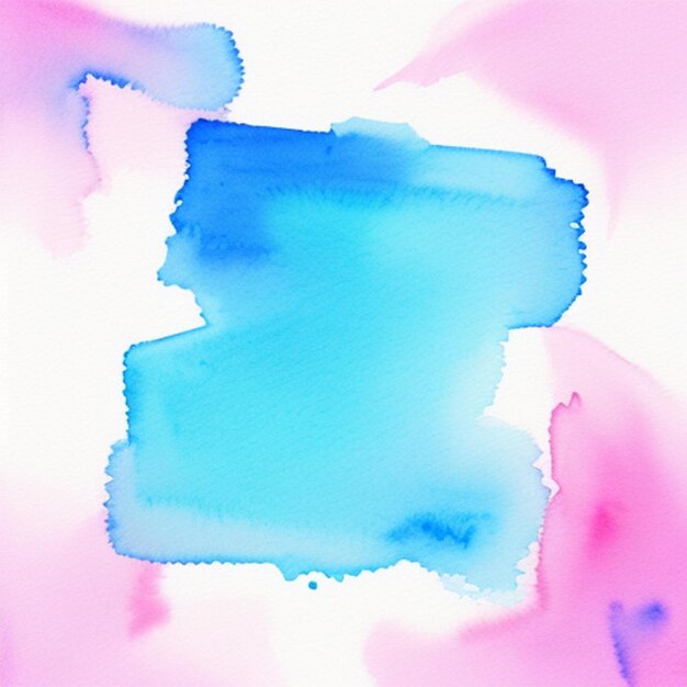 a pink and blue abstract painting of a blue and pink watercolored background