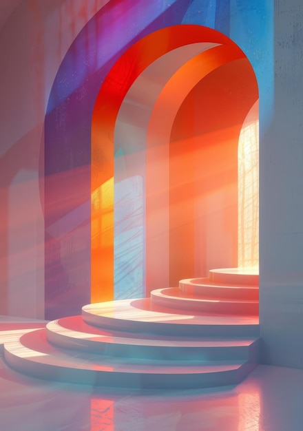 Pink and Blue Archway Staircase