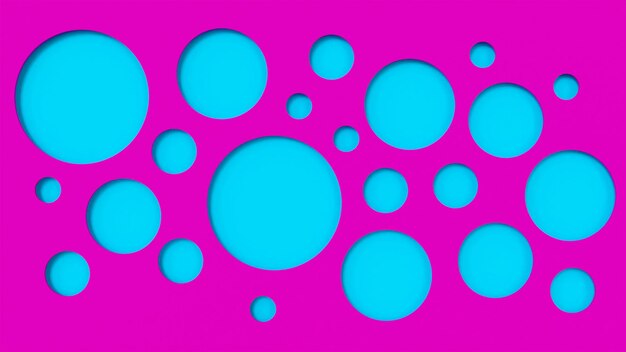 A pink and blue background with circles in the middle and the word on the top