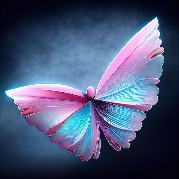 Pink and blue butterfly flying