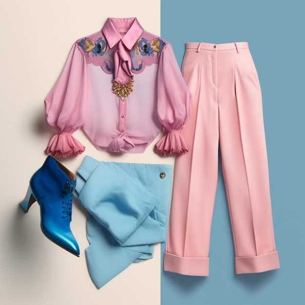 pink and blue color Women's clothes generative ai