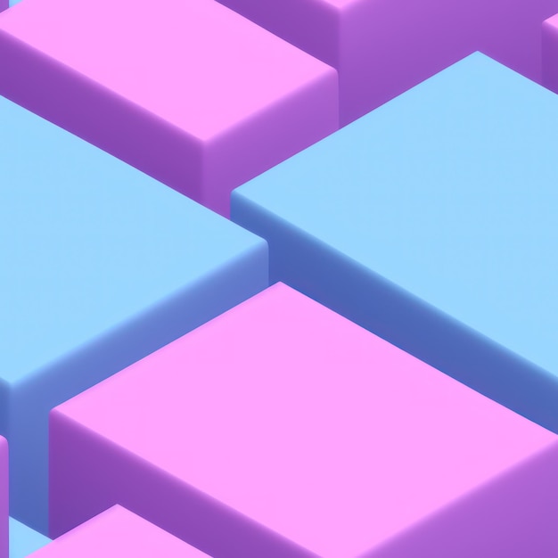 A pink and blue cubes are arranged in a grid.