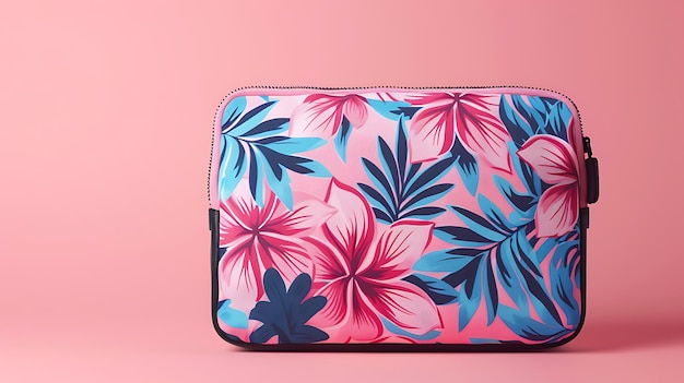 Photo a pink and blue floral case with a floral pattern