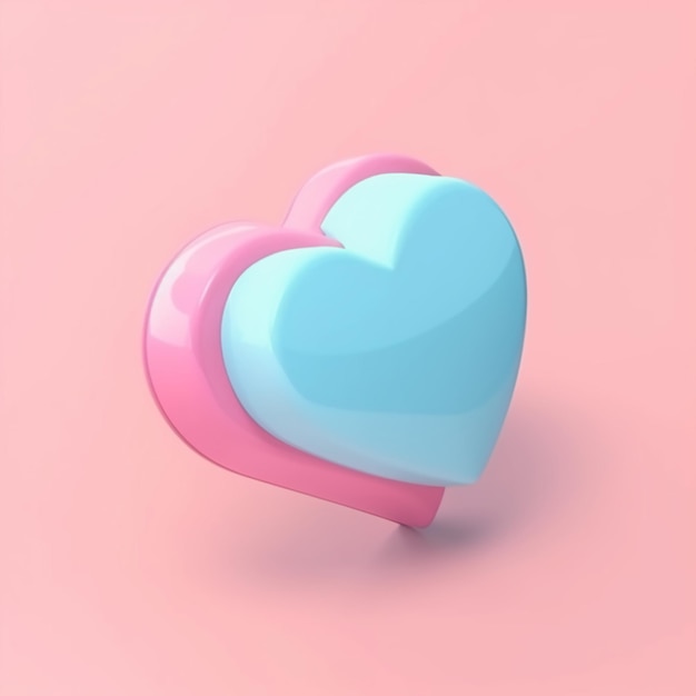 A pink and blue heart 3d icon