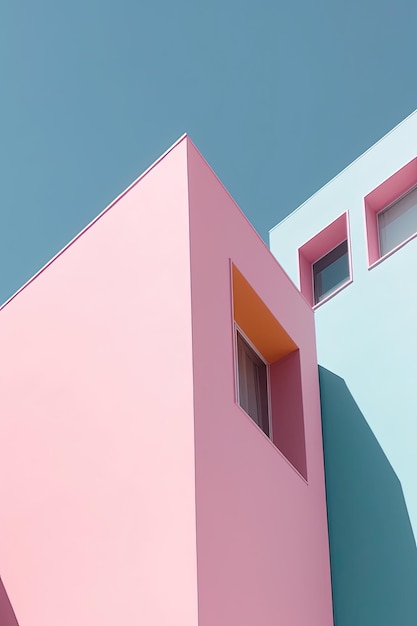 Pink and blue house in barcelona