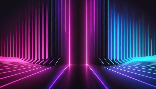 Pink and blue neon lines background