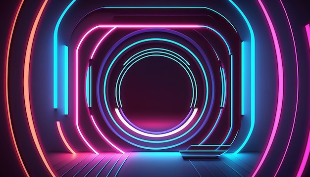 Pink and blue neon lines background