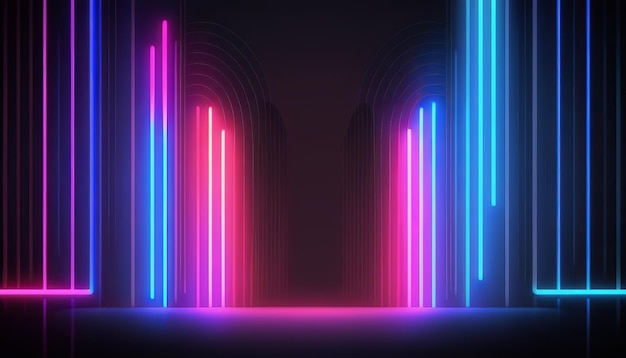 Pink and blue neon lines background