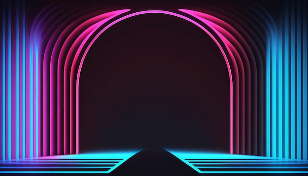 Pink and blue neon lines background