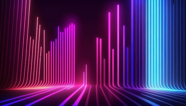 Pink and blue neon lines background