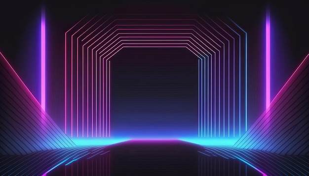 Pink and blue neon lines background