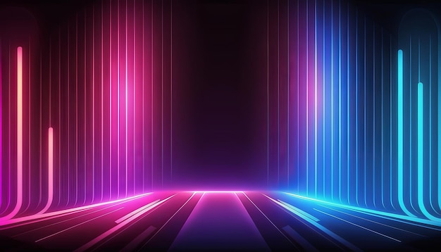 Pink and blue neon lines background