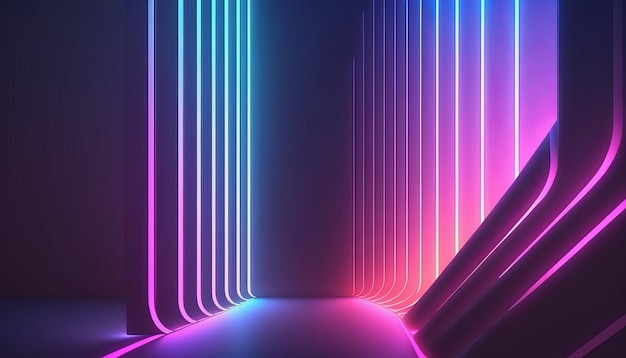 Pink and blue neon lines background